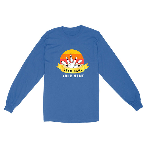 Custom Name and Team name Retro Bowling Ball Pins Unisex Standard Long Sleeve NQS8693