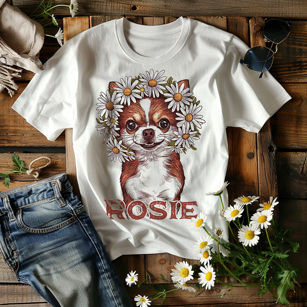 Cute Vintage Chihuahua Dog T Shirt For Human With Custom Name, Daisy Vibe Dog Lovers Shirt IPHW6794