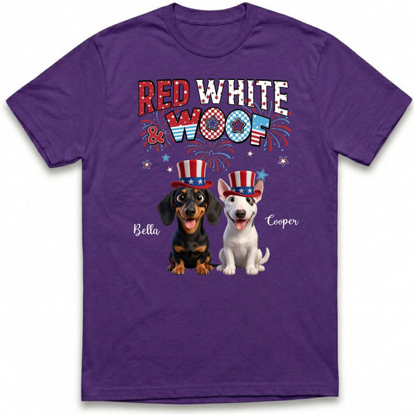 Red White and Woof 4th of July Custom Personalized Dogs Unisex T-shirt FSDM17