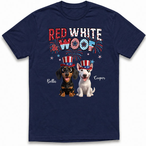 Red White and Woof 4th of July Custom Personalized Dogs Unisex T-shirt FSDM17