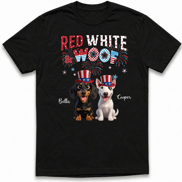 Red White and Woof 4th of July Custom Personalized Dogs Unisex T-shirt FSDM17