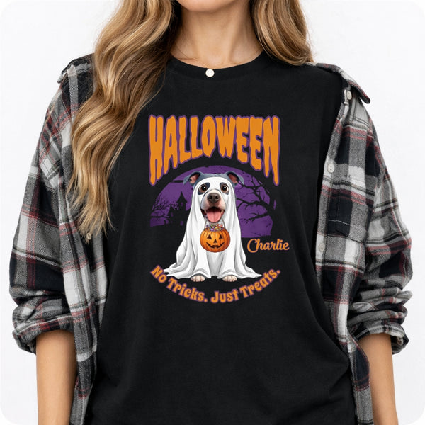 Funny No Tricks Just Treats Halloween Custom Personalized Dogs T-shirt FSDM51