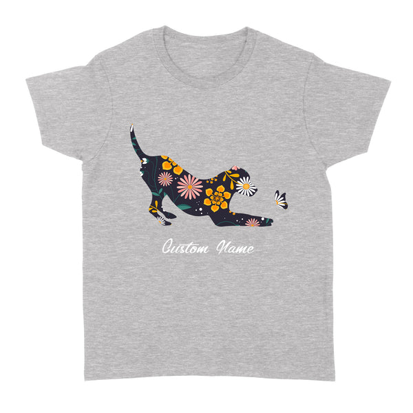 Floral Labrador Retriever T-shirt| Custom Name Lab Owner Shirt Labrador Owner Gift Lab Mom Gift| JTSD338