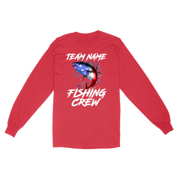 Tuna Fishing American Flag Custom Fishing Long Sleeve for Fishing team, Personalized Patriotic Fishing gifts FFS - IPHW2290