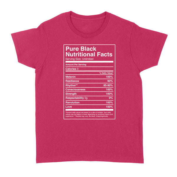 Black Pride Pure Black Nutritional Facts - Standard Women's T-shirt