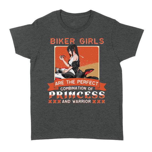 Biker Girl Combination of Princess and Warrior - Motorcycle Women T-shirt, Cool Tee for Female Rider, Cruiser| NMS30 A01