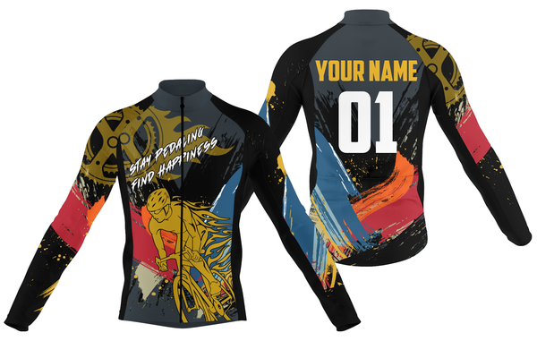 Stay pedaling find happiness sport Men Cycling Jersey Custom long sleeves road shirt | SLC03