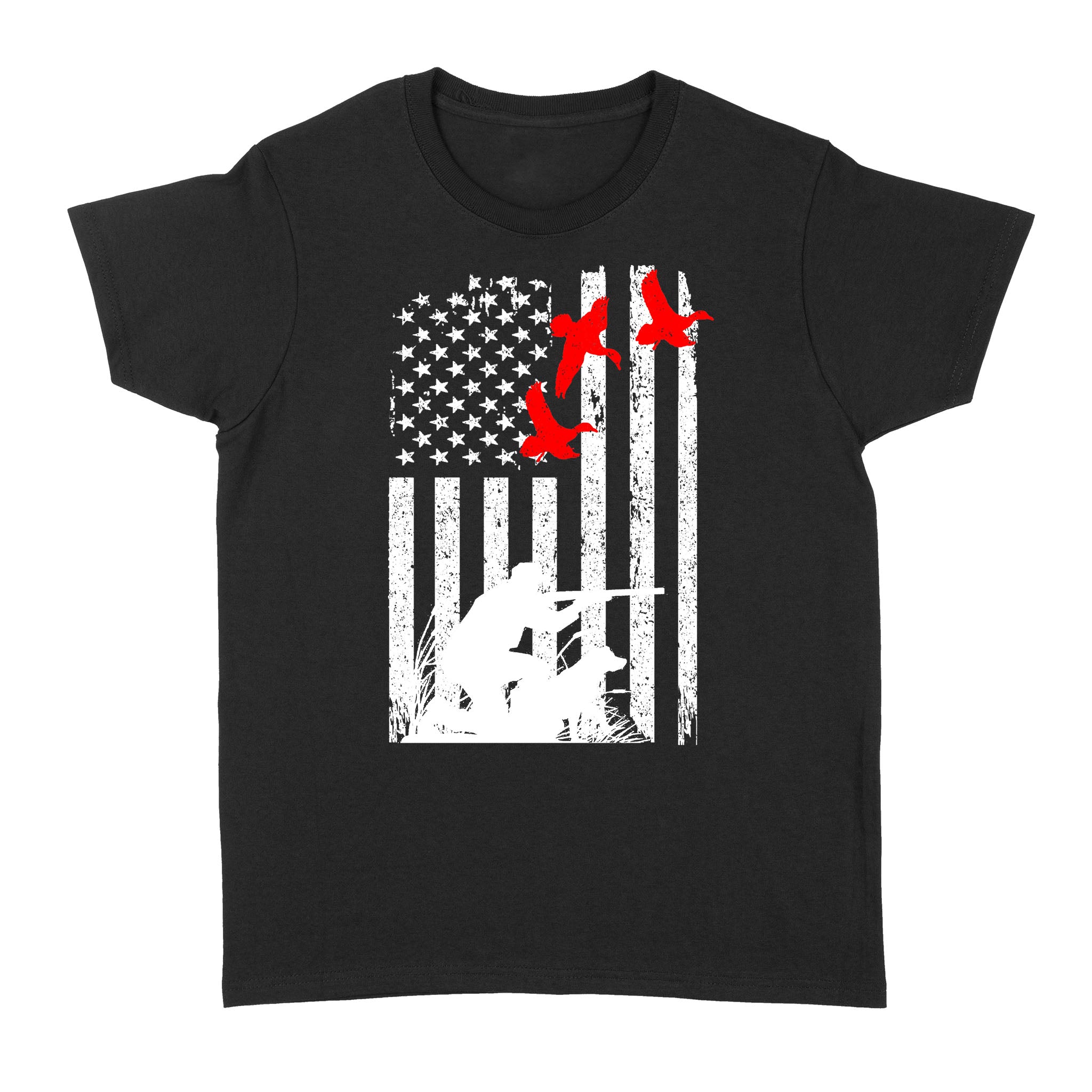 Duck hunting american flag 4th July, duck hunting dog NQSD39 - Standard Women's T-shirt