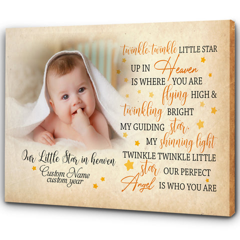 Memorial Canvas Personalized| My Shinning Light | Loss of Baby, Loss of Child, Infant Loss, Toddler, Child Loss Memorial Gifts| Remembrance Sympathy Gift for Grieving Mom| T1070