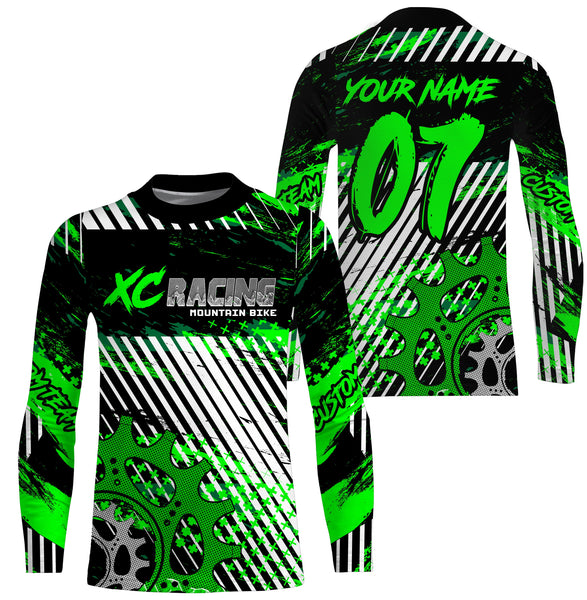 Green XC racing jersey Cross-country lightweight UPF30+ sun shirts Kid Adult Cycling MTB BMX gear| SLC106