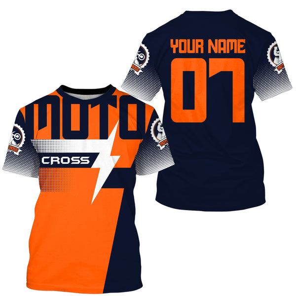 Custom motocross jersey orange UPF30+ men women kid dirt bike racing offroad motorcycle long sleeve NMS999