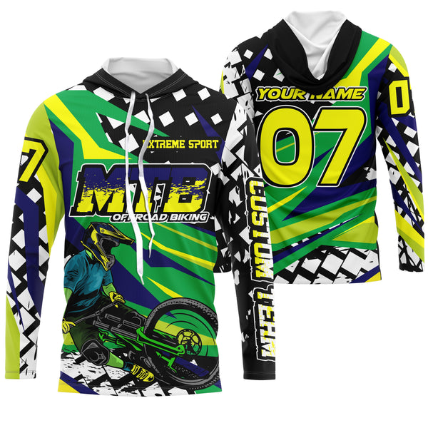 Green mountain bike offroad jersey UPF30+ Custom Adult Kid cycling gear MTB motocross shirt| SLC135