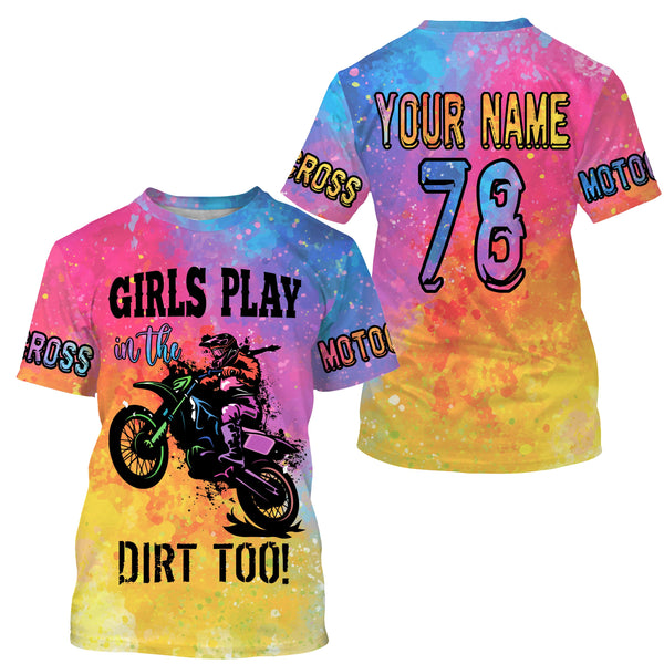 Women girls custom motocross jersey Girls Play in The Dirt Too UPF30+ dirt bike racing off-road NMS967