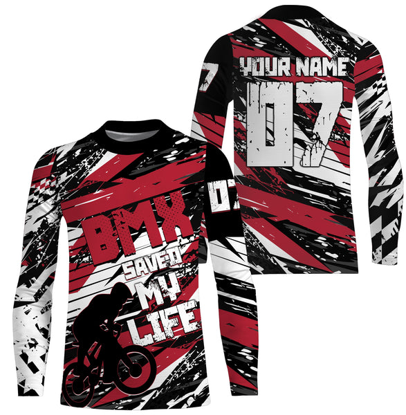 BMX saved my life Red BMX custom jerseys UPF30+ Off-road shirt Cycling gear BMX clothing youth| SLC84