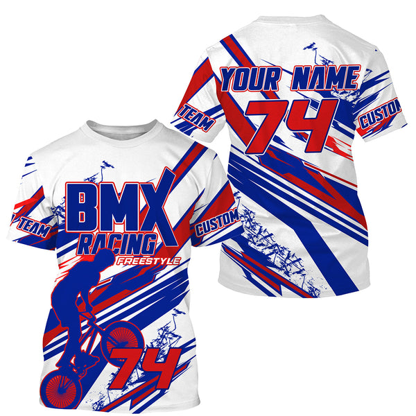 Blue BMX race gear Custom Lightweight UPF30+ sun shirt Adult kids extreme biking Cycling clothes| SLC109