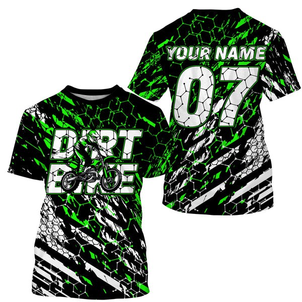 Custom dirt bike jersey UPF30+ kid mens womens green motocross racing off-road motorcycle racewear NMS946