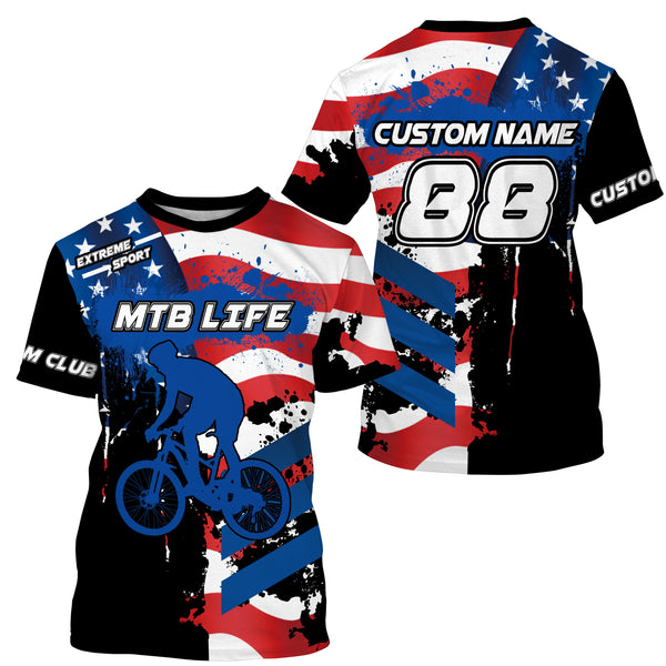 MTB Life Team USA jersey Kids adult flag shirt UPF30+ mountain bike cycling gear Extreme shirt| SLC97