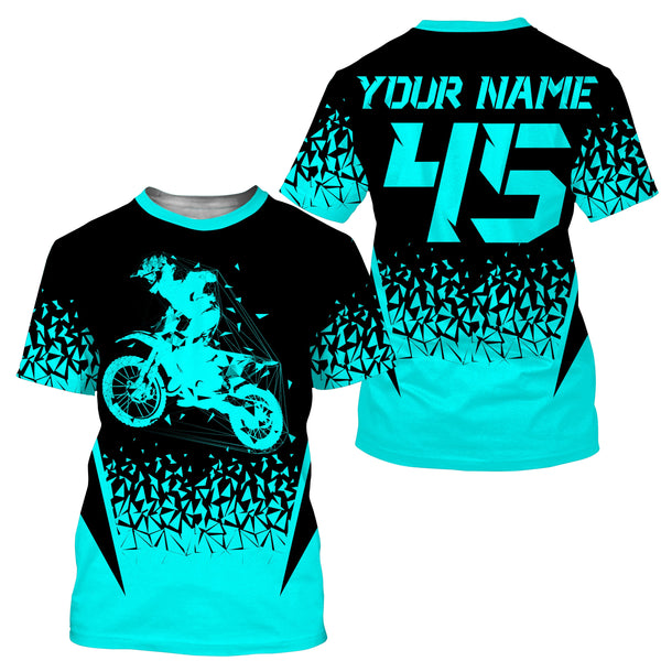 Turquoise MX racing jersey personalized motocross UPF30+ adult&kid dirt bike off-road motorcycle| NMS876