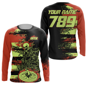 BMX racing jersey Personalized UPF30+ Skull rider shirts Cycling adult&kid team racewear| SLC33