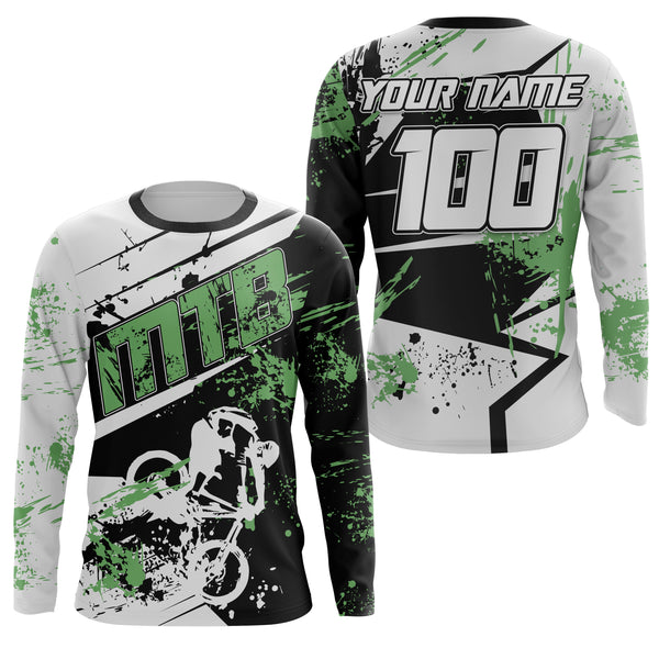 MTB riding jersey Custom green mountain biking shirts UPF30+ off-road Cycling adult&kid racewear| SLC44