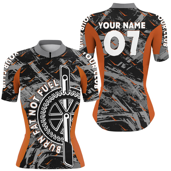 Burn fat not fuel Personalized Women cycling jersey trendy racing gear extreme road riding racewear| SLC10