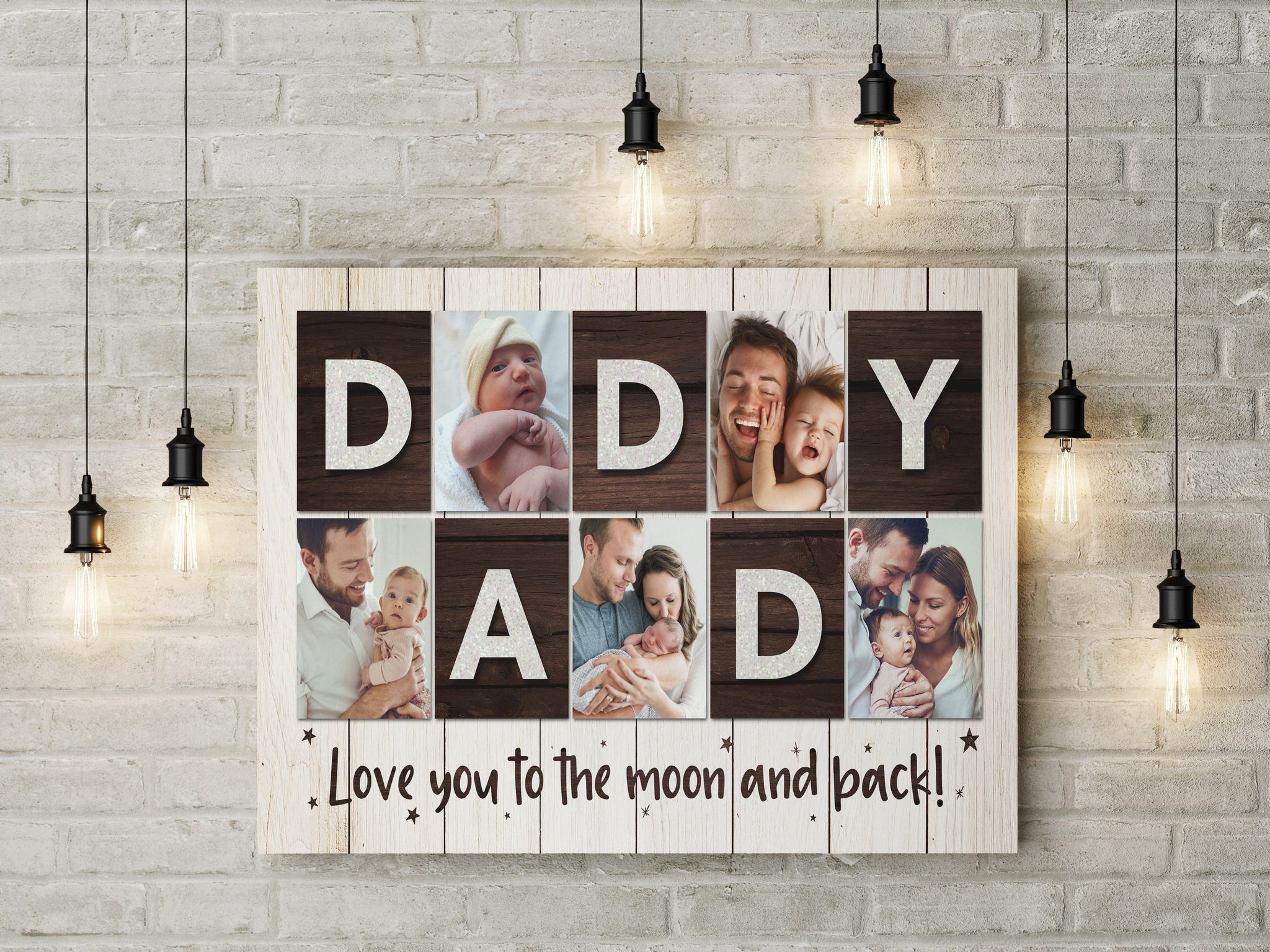 Daddy Personalized Canvas Love You to The Moon & Back Photo Collage Fathers Day Gift Best Dad Ever Gift| N2571