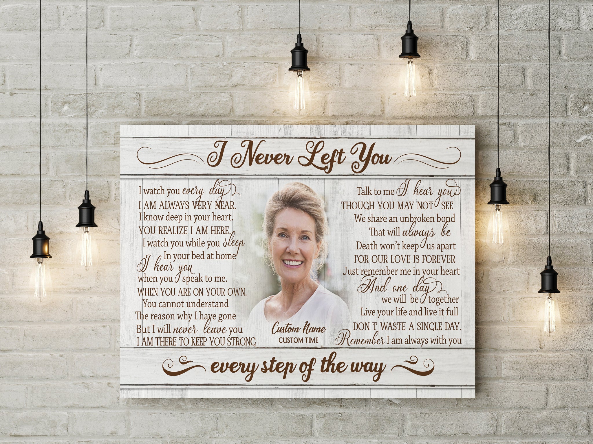 Personalized Memorial Canvas - I Never Left You Canvas Memorial Gift for Loss of Loved One Sympathy Gift for Loss of Wife Husband Father Mother In Memory of Someone in Heaven - JC773