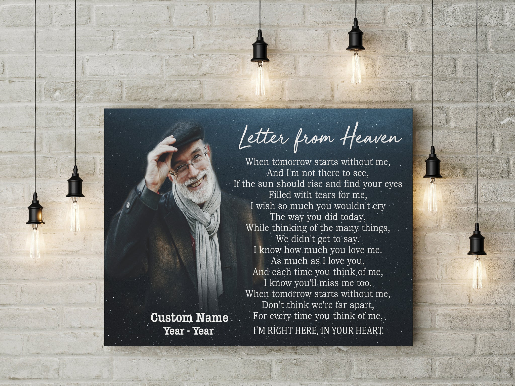 Personalized Memorial Canvas| A Letter from Heaven Personalized Memorial Gift for Loss of Loved One Sympathy Gift Remembrance Canvas to Tribute The Deceased, Celebration of Life| JC782