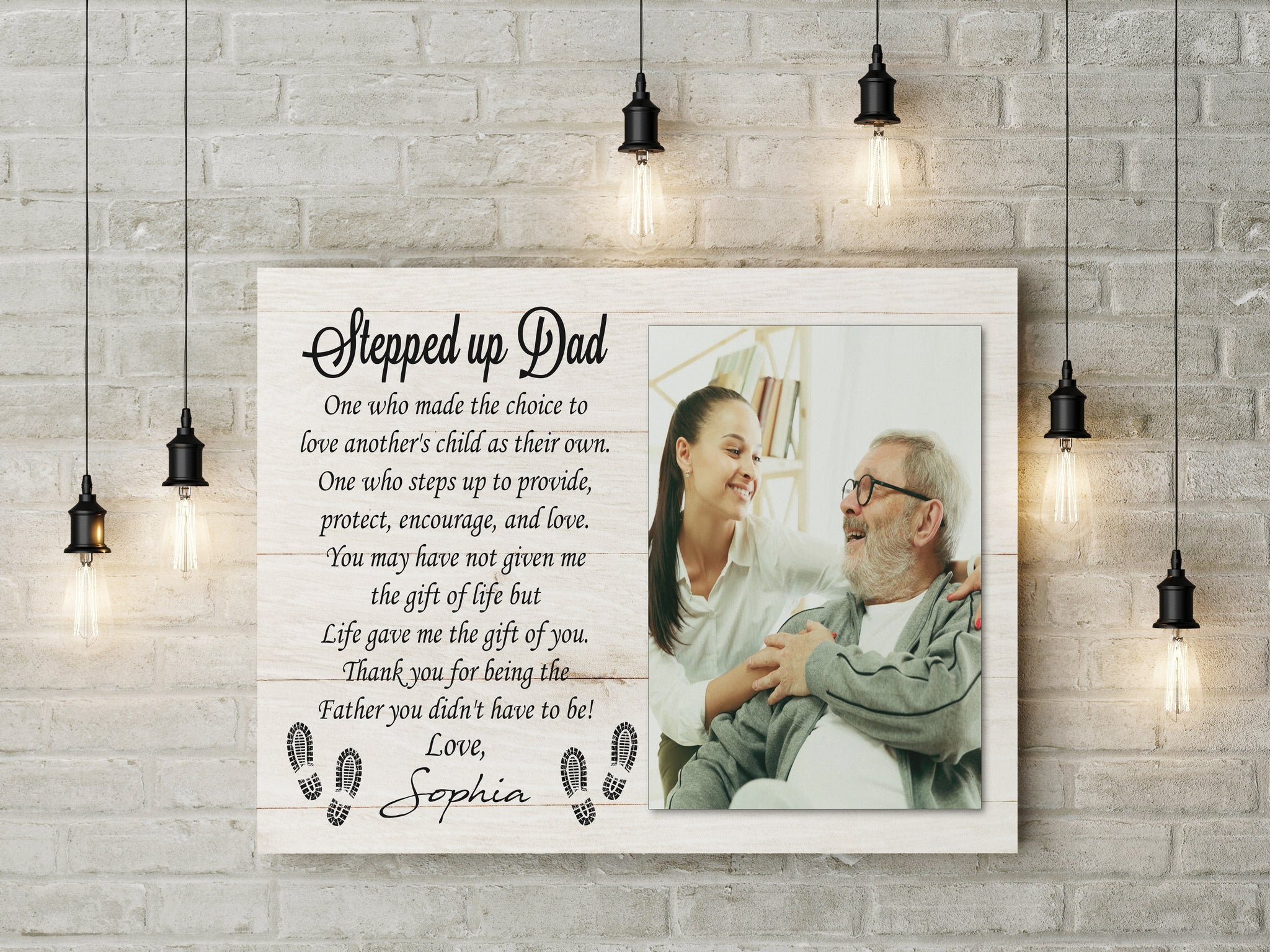 Step up Dad Ever Personalized Canvas Thank You Fathers Day Gift for Bonus Dad Step Father Gift| N2600