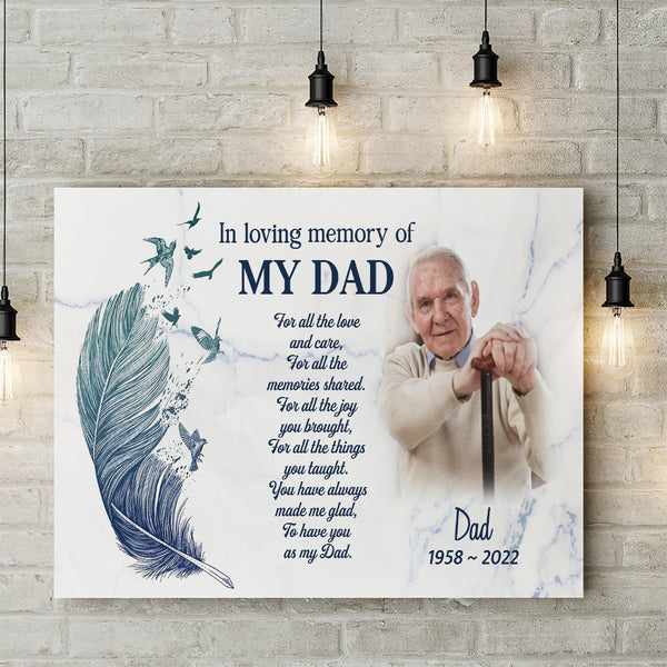 Customized Dad memorial canvas - Bereavement gift for loss of father, memory of Dad angel in heaven CNT06