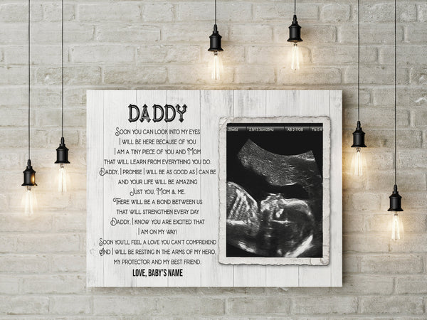 First Fathers Day Custom Sonogram Canvas Dad to Be Gift New Daddy 1st Time Father Expecting Dad Keepsake N2579