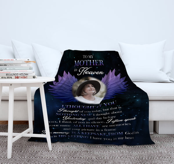 Personalized mom sympathy blanket, Remembrance gift for loss of angel mother, memorial gift BNT03