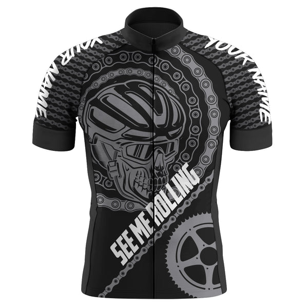 See me rolling Personalized Mens Cycling jersey black skull sport clothes Custom cool gift ideas| SLC08