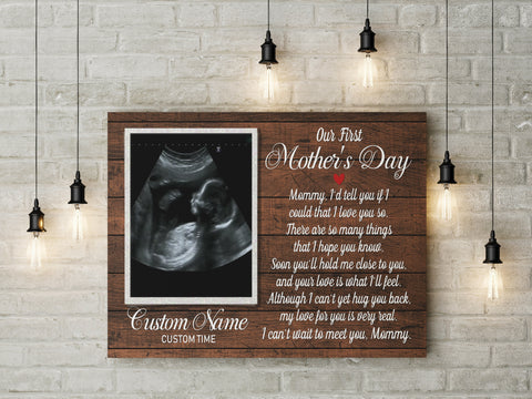 Personalized New Mom Canvas| Can't Wait To Meet You| First Mother's Day Gift for Wife, Expecting Mom| JC822