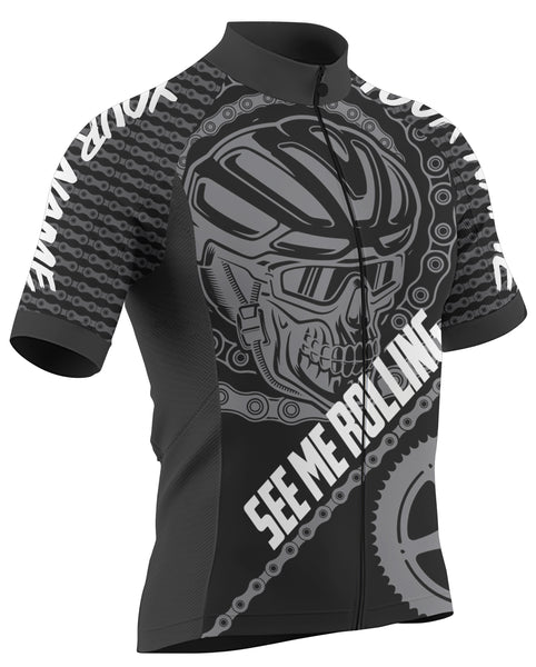 See me rolling Personalized Mens Cycling jersey black skull sport clothes Custom cool gift ideas| SLC08