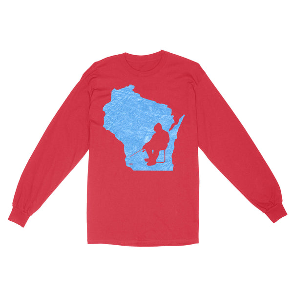 Wisconsin Ice Fishing Shirts, Winter Fishing Wisconsin State Love Fishing Long Sleeve - FSD2920 D06