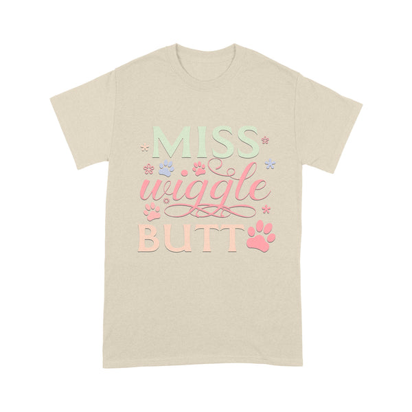 Funny Dog Shirt for Women| Miss Wiggle Butt Shirt for Dog Mom, Dog Lover Gift, Dog Owner Shirt| JTSD253