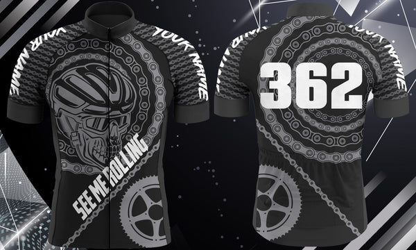 See me rolling Personalized Mens Cycling jersey black skull sport clothes Custom cool gift ideas| SLC08