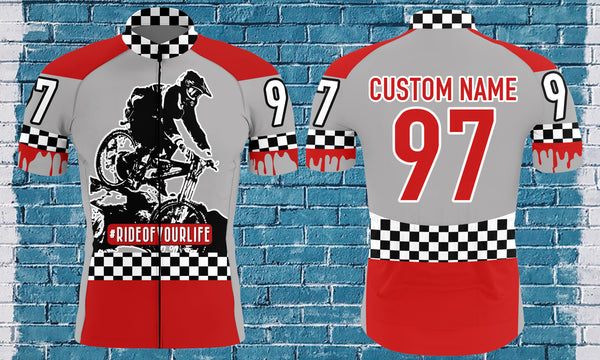 Ride Of Your Life custom mens Cycling jersey checkered flag shirt off-road racing gear| SLC19