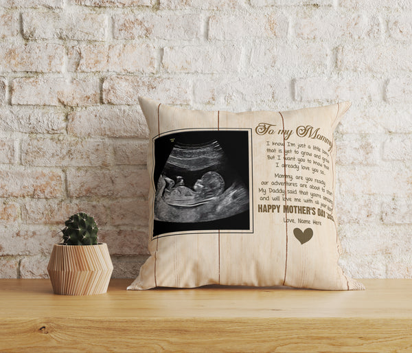 New Mom Pillow, Custom Sonogram, Gift for Mom To Be, First Time Mother, Mother's Day Pillow| JPL27