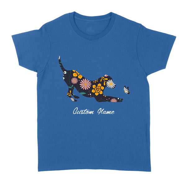 Floral Labrador Retriever T-shirt| Custom Name Lab Owner Shirt Labrador Owner Gift Lab Mom Gift| JTSD338