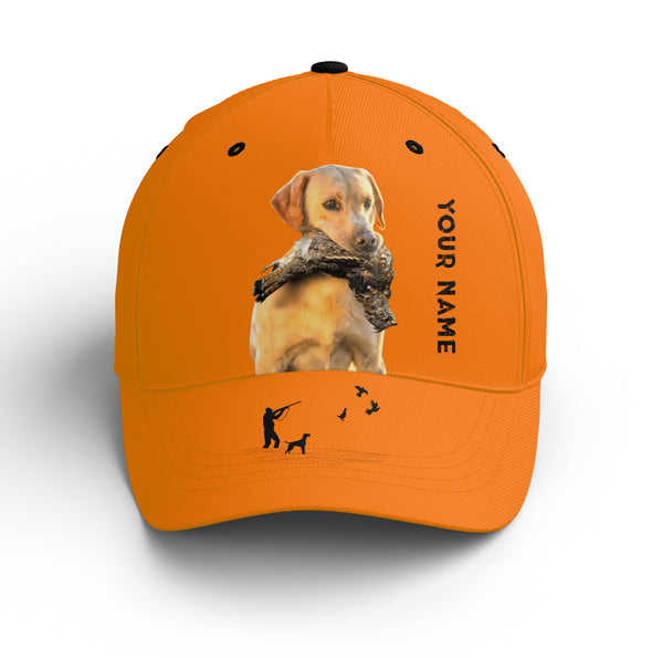 Ruffed Grouse Hunting Dog Blaze Orange Custom Name Hat for Men, Choose hunting dog breeds FSD3991