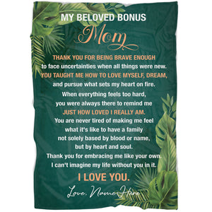 Bonus Mom Blanket| Custom Step Mom Gift for Christmas Birthday Mother's Day| Gift for Step Mother| JB350