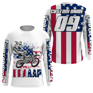 US flag Brap custom motocross jersey kid men women UPF30+ dirt bike Patriotic offroad motorcycle NMS964