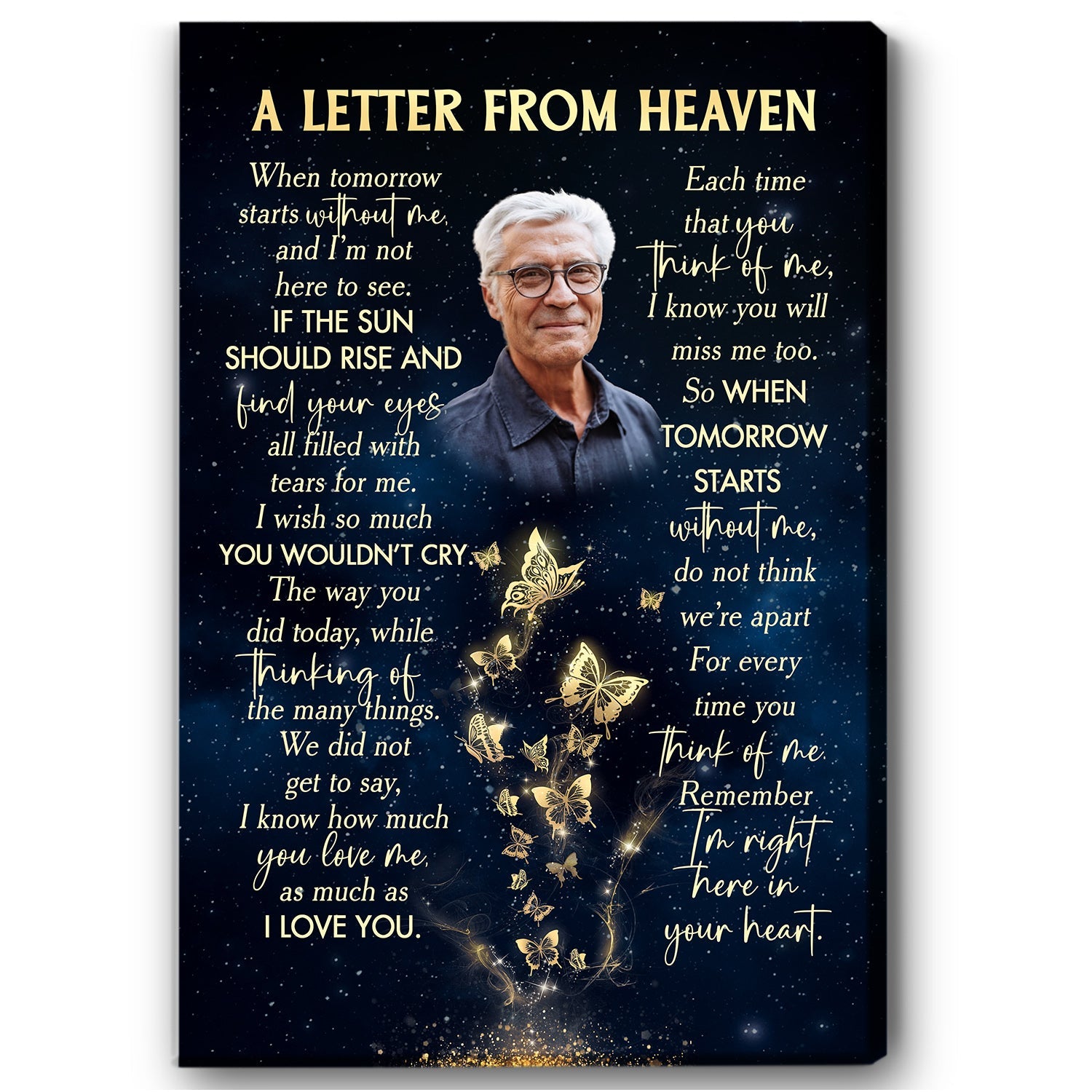 Personalized Memorial Canvas Gift| A Letter From Heaven Gift For Loss of Loved One| For Loss Husband Wife Dad Mom Grandma Grandpa In Heaven NXM32