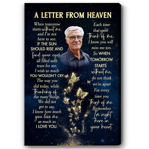 Personalized Memorial Canvas Gift| A Letter From Heaven Gift For Loss of Loved One| For Loss Husband Wife Dad Mom Grandma Grandpa In Heaven NXM32