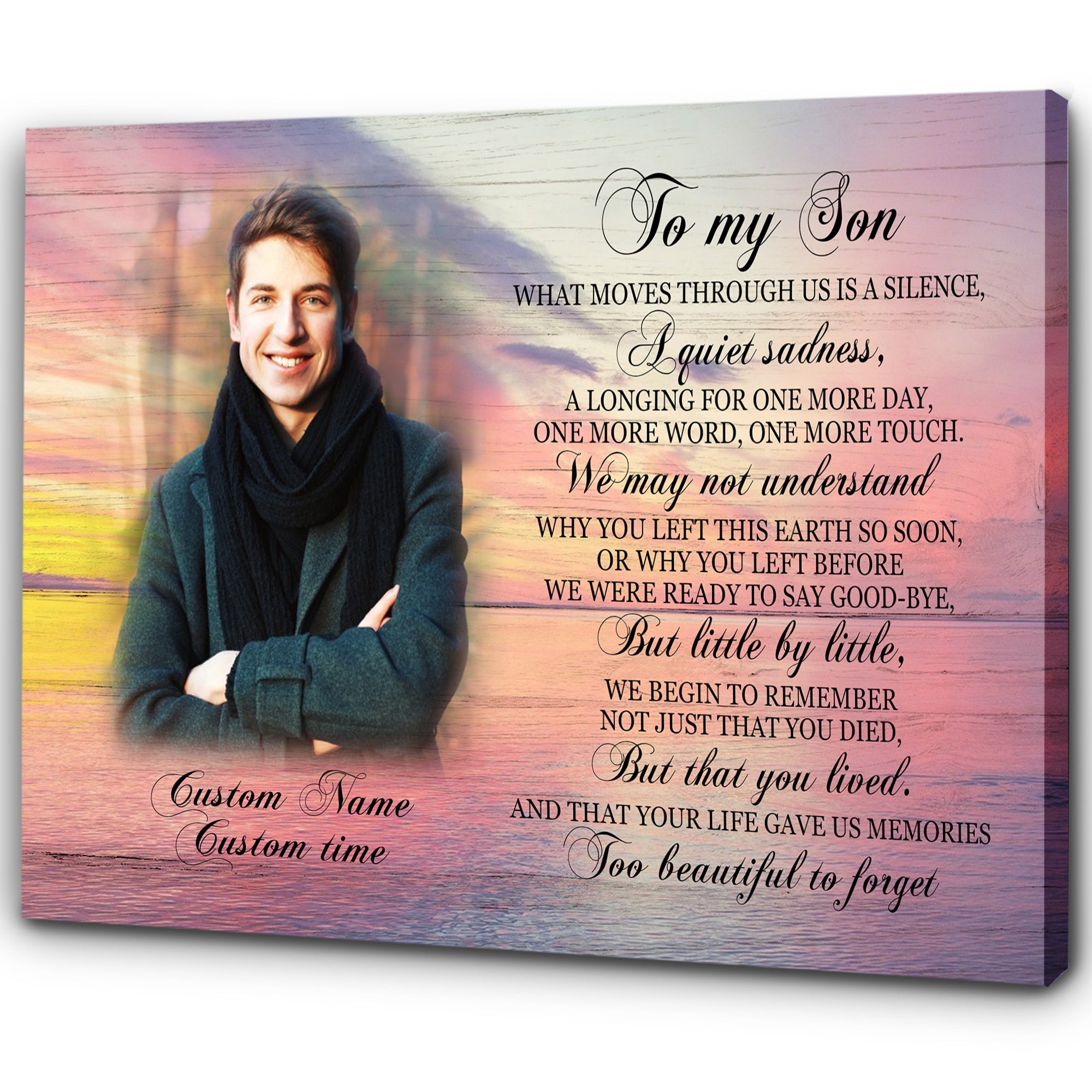 Memorial Gift for Loss of Loved One in Heaven Personalized Canvas for Loss of Son Memory Keepsake VTQ91