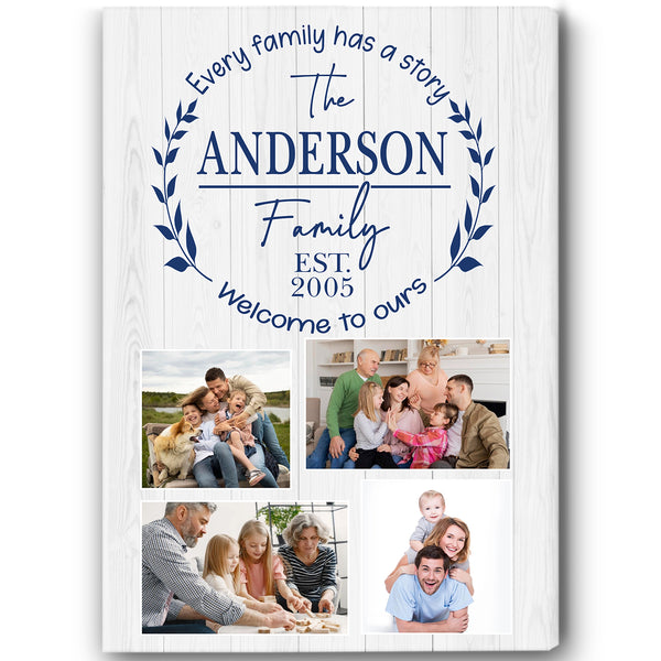 Custom Family Name & Photo Canvas| Family Photo Collage Wall Art| Sentimental Gift for Family on Christmas, Anniversary, Thanksgiving| Family Wall Art Family Sign| JC728