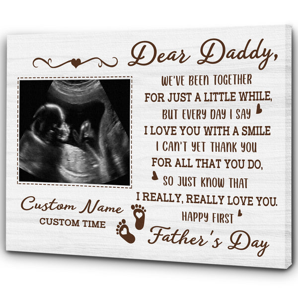 Happy First Father's Day Gift| Personalized Canvas for New Dad, Dad To Be, Expecting Father, 1st Time Dad| JC877