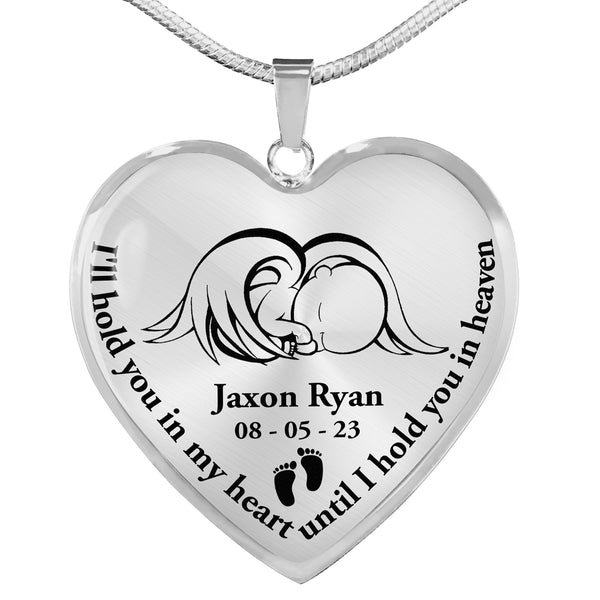 Baby footprints memorial necklace - Angel in Heaven, Miscarriage jewelry for mom, Infant loss gift NNT45